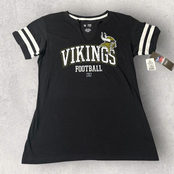 NFL Team Apparel Shirt Women Large Black Vikings Football Graphic Tee New - Picture 1 of 5